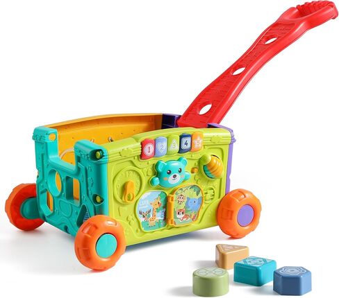 Musical Push Walker Toy for Toddlers 18+ Months - Educational Activity Wagon with Blocks, Learning Walking Assistant with Handle for Boys & Girls in Saudi Arabia