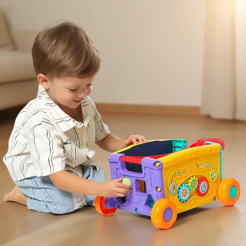 Musical Push Walker Toy for Toddlers 18+ Months - Educational Activity Wagon with Blocks, Learning Walking Assistant with Handle for Boys & Girls in Saudi Arabia