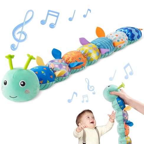 Sumobaby Infant Baby Musical Stuffed Animal Activity Soft Toys with Multi-Sensory Crinkle, Rattle and Textures, for Tummy Time Newborn 0-3-6-12 Months Boys, Girls, Caterpillar in Kuwait
