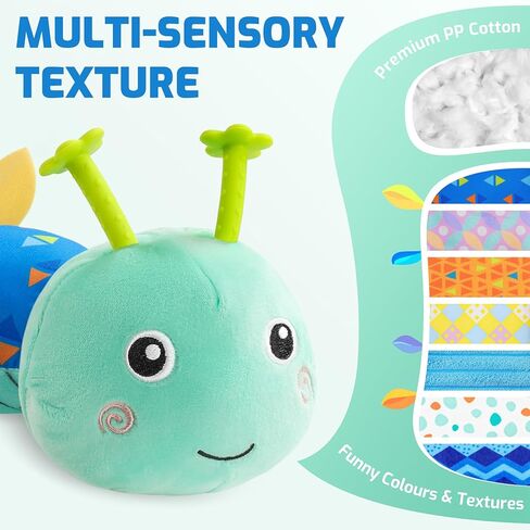 Sumobaby Infant Baby Musical Stuffed Animal Activity Soft Toys with Multi-Sensory Crinkle, Rattle and Textures, for Tummy Time Newborn 0-3-6-12 Months Boys, Girls, Caterpillar in Kuwait