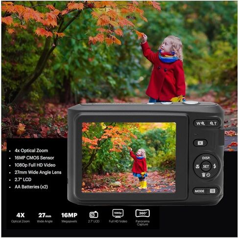 كاميرا Kodak PIXPRO FZ45 Friendly Zoom 16MP 1080p Full HD الرقمية (وردي باستيل) مع بطاقة SD سعة 128 جيجابايت، وحقيبة كاميرا مدمجة وحزمة بطاريات AA 4X إضافية (4 عناصر) in Kuwait