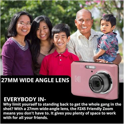 كاميرا Kodak PIXPRO FZ45 Friendly Zoom 16MP 1080p Full HD الرقمية (وردي باستيل) مع بطاقة SD سعة 128 جيجابايت، وحقيبة كاميرا مدمجة وحزمة بطاريات AA 4X إضافية (4 عناصر) in Kuwait