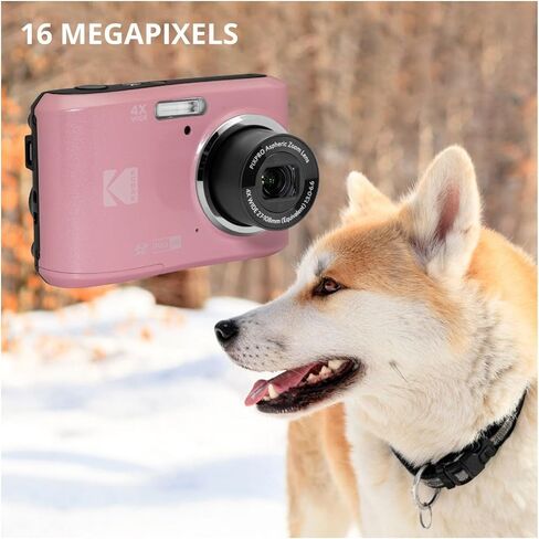 كاميرا Kodak PIXPRO FZ45 Friendly Zoom 16MP 1080p Full HD الرقمية (وردي باستيل) مع بطاقة SD سعة 128 جيجابايت، وحقيبة كاميرا مدمجة وحزمة بطاريات AA 4X إضافية (4 عناصر) in Kuwait