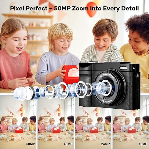 4K Digital Camera for Photography, Small Vlogging Camera with Flip Screen for YouTube, 50MP 16X Zoom, Portable Travel Cameras with 32GB SD Card for Beginners(White) in Saudi Arabia