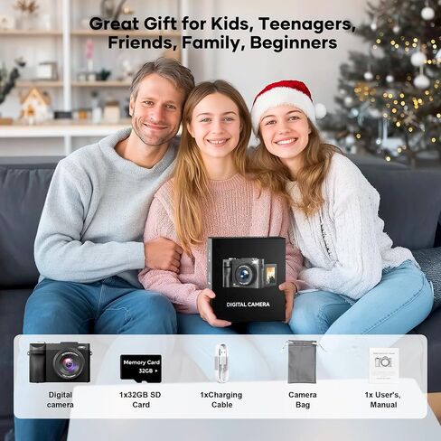 4K Digital Camera for Photography, Small Vlogging Camera with Flip Screen for YouTube, 50MP 16X Zoom, Portable Travel Cameras with 32GB SD Card for Beginners(White) in Saudi Arabia