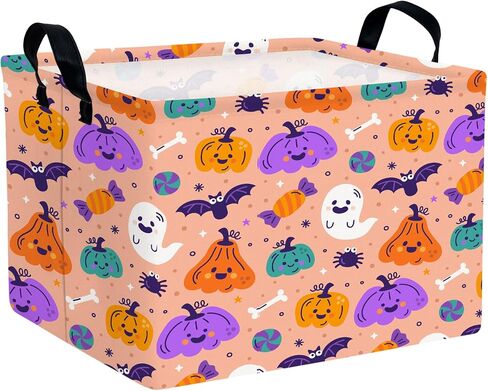 Large Halloween Themed Candy Gift Storage Basket for Kids Foldable Baby Bin Girls Personalized Decor (Black Castle) in Saudi Arabia