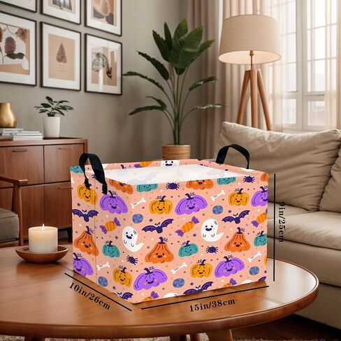 Large Halloween Themed Candy Gift Storage Basket for Kids Foldable Baby Bin Girls Personalized Decor (Black Castle) in Saudi Arabia