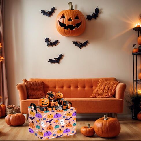 Large Halloween Themed Candy Gift Storage Basket for Kids Foldable Baby Bin Girls Personalized Decor (Black Castle) in Saudi Arabia