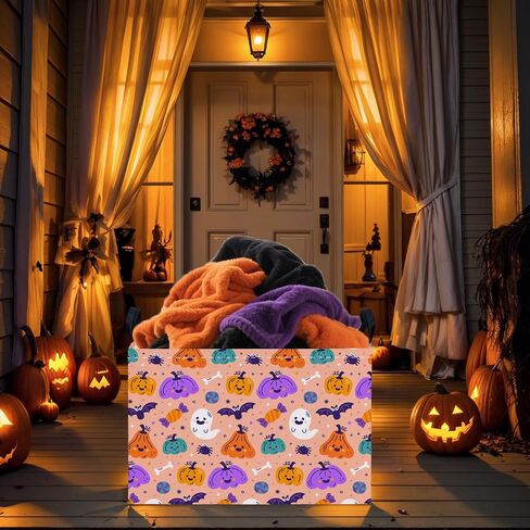Large Halloween Themed Candy Gift Storage Basket for Kids Foldable Baby Bin Girls Personalized Decor (Black Castle) in Saudi Arabia