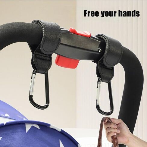 PandaEar 3 Pack Universal Stroller Hooks for Bags, Heavy Duty Stroller Organizer Hooks for Shopping Bags, Purses, Baby Bags, Adjustable Stroller Accessories(Black) in Saudi Arabia