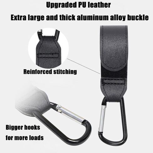 PandaEar 3 Pack Universal Stroller Hooks for Bags, Heavy Duty Stroller Organizer Hooks for Shopping Bags, Purses, Baby Bags, Adjustable Stroller Accessories(Black) in Saudi Arabia