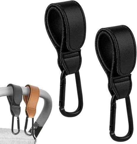 2 Pieces Stroller Hooks Carabiner Stroller Hook for Bags for Shopping Cart (Black) in Saudi Arabia