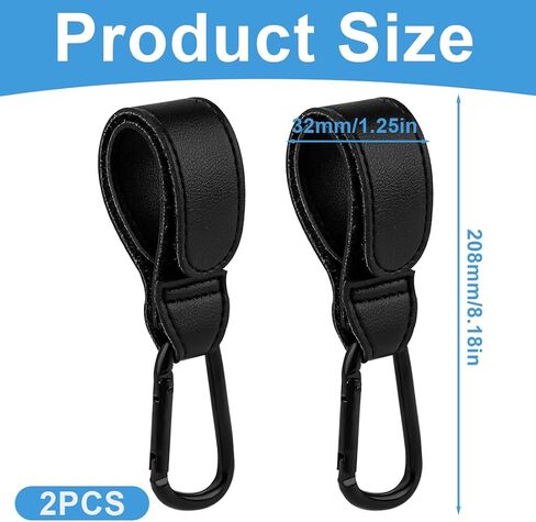 2 Pieces Stroller Hooks Carabiner Stroller Hook for Bags for Shopping Cart (Black) in Saudi Arabia