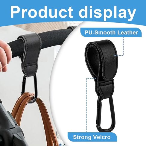 2 Pieces Stroller Hooks Carabiner Stroller Hook for Bags for Shopping Cart (Black) in Saudi Arabia