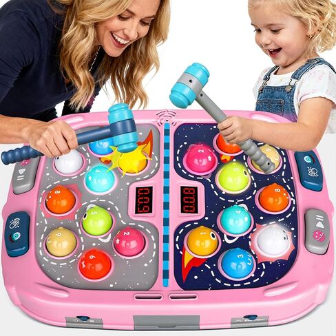 2-Player Whack a Mole Game - Toys for Age 3-12 Kids,2 Hammers,3 Modes with Sound & Light,Safe Educational Pounding Toy,Birthday for 3 4 5 6+ Year Old Boys Girls,Blue in Kuwait
