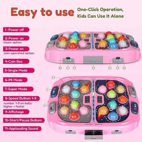 2-Player Whack a Mole Game - Toys for Age 3-12 Kids,2 Hammers,3 Modes with Sound & Light,Safe Educational Pounding Toy,Birthday for 3 4 5 6+ Year Old Boys Girls,Blue in Kuwait