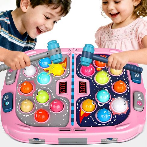 2-Player Whack a Mole Game - Toys for Age 3-12 Kids,2 Hammers,3 Modes with Sound & Light,Safe Educational Pounding Toy,Birthday for 3 4 5 6+ Year Old Boys Girls,Blue in Kuwait