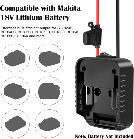 2 Packs Adapters Compatible with Makita 18V Battery for Power Wheel Battery Adapter, Power Tool, DIY RC Toy Car, Power Connector Conversion Kit with Switch & Fuse, 12AWG Wire, Wire Terminal in Kuwait