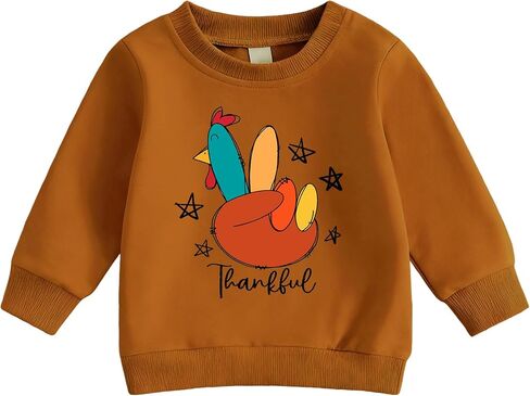 Toddler Thanksgiving Sweatshirts Boy Girl Funny Turkey Shirts Kid Thankful Outfit Long Sleeve Pullover Fall Tops in Saudi Arabia