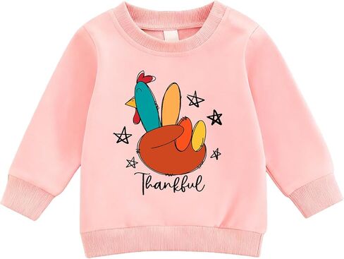 Toddler Thanksgiving Sweatshirts Boy Girl Funny Turkey Shirts Kid Thankful Outfit Long Sleeve Pullover Fall Tops in Saudi Arabia