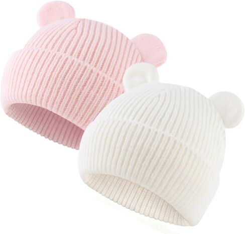 Bear Baby Beanie Knitted Baby Winter Hat Infant Toddler Boys Girls Beanie with Cotton Lining in Saudi Arabia
