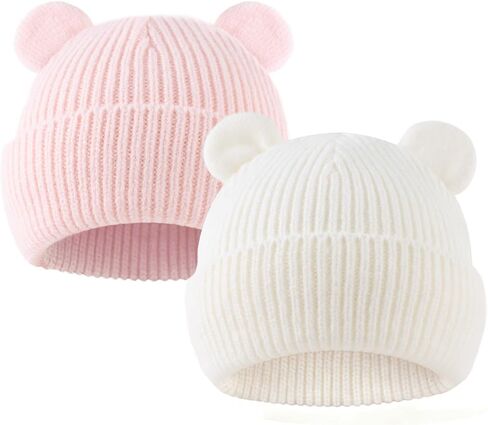 Bear Baby Beanie Knitted Baby Winter Hat Infant Toddler Boys Girls Beanie with Cotton Lining in Saudi Arabia