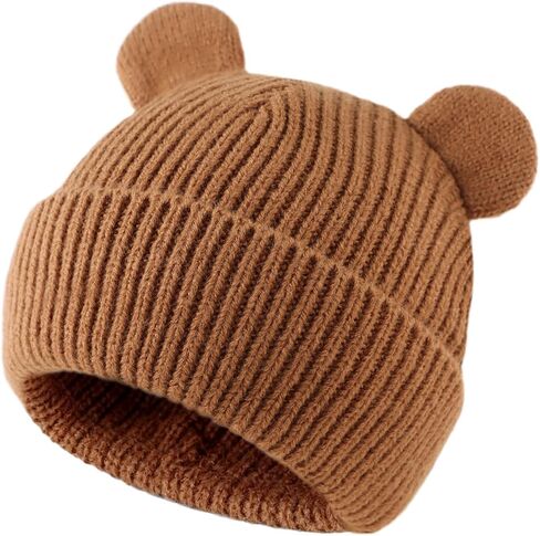 Bear Baby Beanie Knitted Baby Winter Hat Infant Toddler Boys Girls Beanie with Cotton Lining in Saudi Arabia