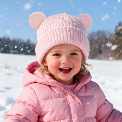 Bear Baby Beanie Knitted Baby Winter Hat Infant Toddler Boys Girls Beanie with Cotton Lining in Saudi Arabia