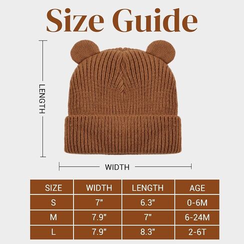 Bear Baby Beanie Knitted Baby Winter Hat Infant Toddler Boys Girls Beanie with Cotton Lining in Saudi Arabia