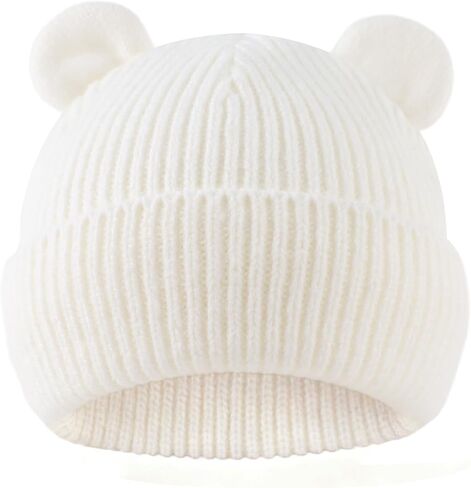 Bear Baby Beanie Knitted Baby Winter Hat Infant Toddler Boys Girls Beanie with Cotton Lining in Saudi Arabia