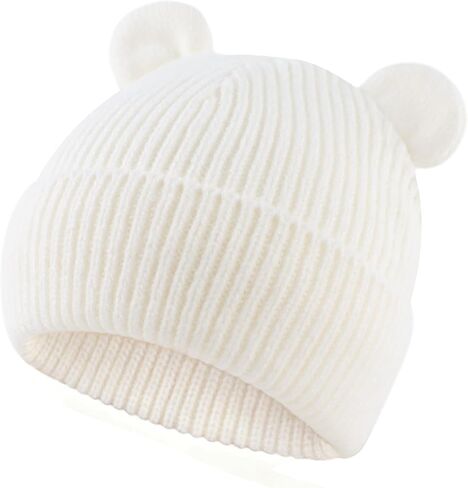 Bear Baby Beanie Knitted Baby Winter Hat Infant Toddler Boys Girls Beanie with Cotton Lining in Saudi Arabia