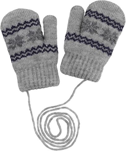 Toddler-Knit-Mittens Gloves for Kids 0-2 Years Boys & Girls - Winter Warm Fleece Lining with Anti-Loss String Gloves in Saudi Arabia