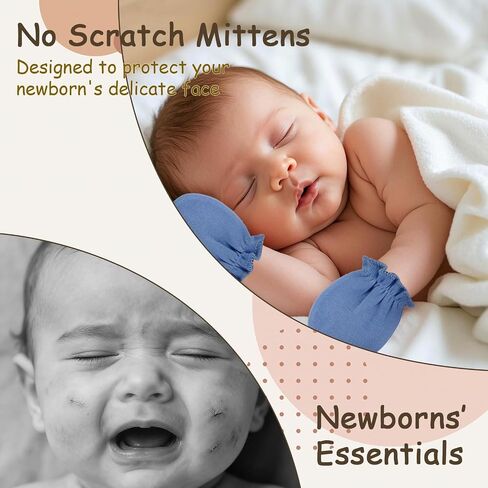 8 Pairs Baby Mittens Unisex, Newborn Mittens No Scratch Cotton Mitten, Newborn Essentials for 0-6 Months Boys Girls in Saudi Arabia