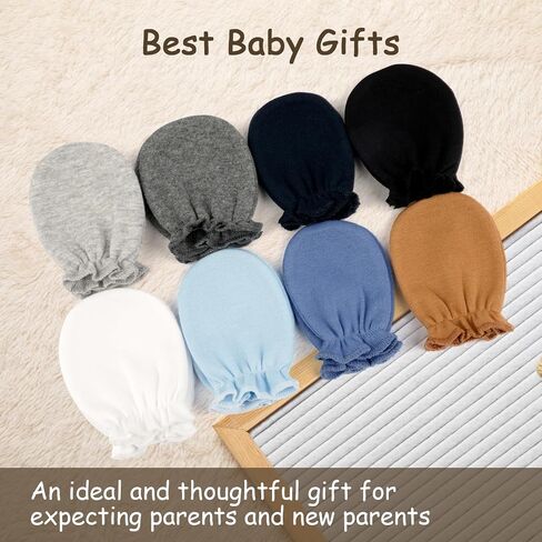 8 Pairs Baby Mittens Unisex, Newborn Mittens No Scratch Cotton Mitten, Newborn Essentials for 0-6 Months Boys Girls in Saudi Arabia