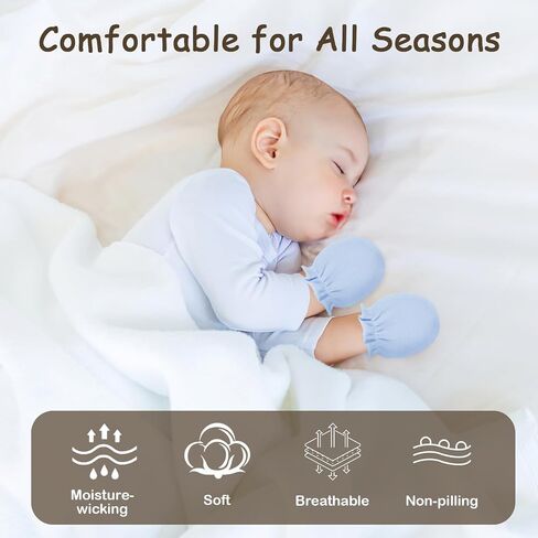 8 Pairs Baby Mittens Unisex, Newborn Mittens No Scratch Cotton Mitten, Newborn Essentials for 0-6 Months Boys Girls in Saudi Arabia