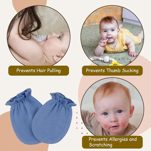 8 Pairs Baby Mittens Unisex, Newborn Mittens No Scratch Cotton Mitten, Newborn Essentials for 0-6 Months Boys Girls in Saudi Arabia