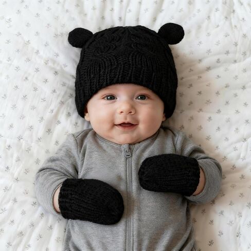 Baby Winter Hat Mittens Set Knitted Beanie Gloves for Baby Girls Boys Newborn Infant Toddler Autumn Winter in Saudi Arabia