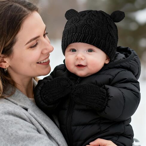 Baby Winter Hat Mittens Set Knitted Beanie Gloves for Baby Girls Boys Newborn Infant Toddler Autumn Winter in Saudi Arabia