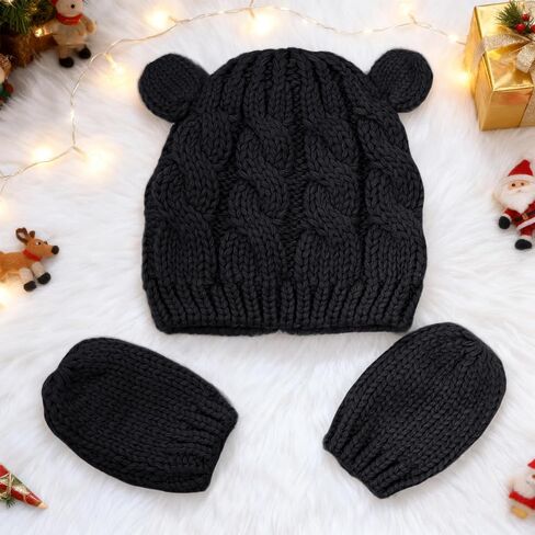 Baby Winter Hat Mittens Set Knitted Beanie Gloves for Baby Girls Boys Newborn Infant Toddler Autumn Winter in Saudi Arabia