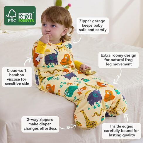 Bamboo Viscose Sleep Sack for Babies and Toddlers 1.0 Tog Wearable Blanket 2-Way Zipper Baby Shower Gifts in Saudi Arabia