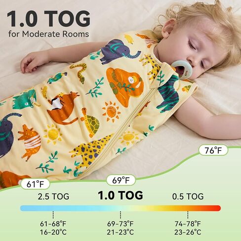 Bamboo Viscose Sleep Sack for Babies and Toddlers 1.0 Tog Wearable Blanket 2-Way Zipper Baby Shower Gifts in Saudi Arabia