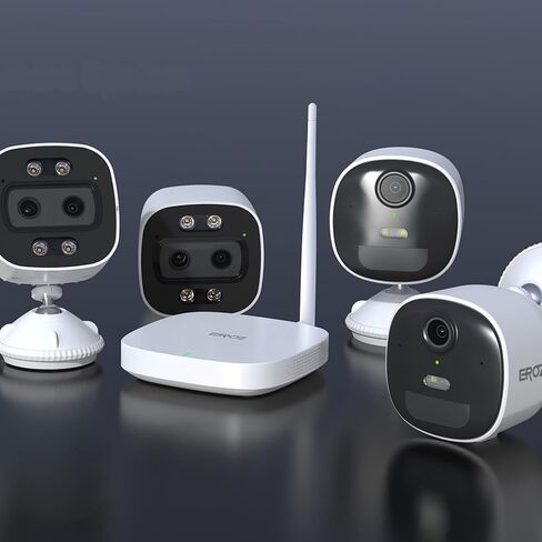 EROZ Smart Security Camera System Bundle | 1 Vigil Duo AX + 2 Opal + 1 Mini Hub | Wi-Fi 6 2K AI Cameras with Color Night Vision, Human Detection, Local Storage, IP66 Weatherproof, No Monthly Fees in Saudi Arabia