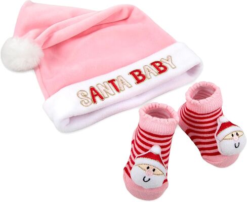 Baby Holiday 2-Piece Hat and Bootie Sock Set – Christmas Santa Hat & My First Thanksgiving Outfit Gift for Newborns & Infants in Saudi Arabia