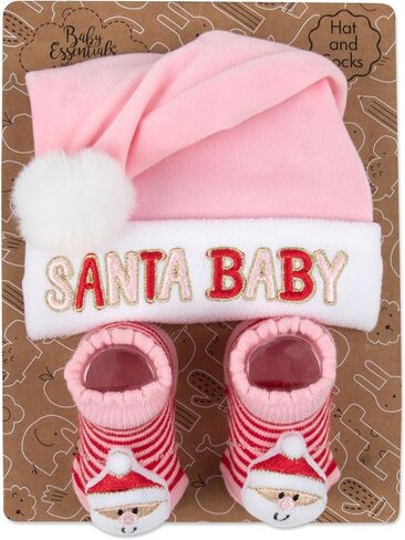 Baby Holiday 2-Piece Hat and Bootie Sock Set – Christmas Santa Hat & My First Thanksgiving Outfit Gift for Newborns & Infants in Saudi Arabia