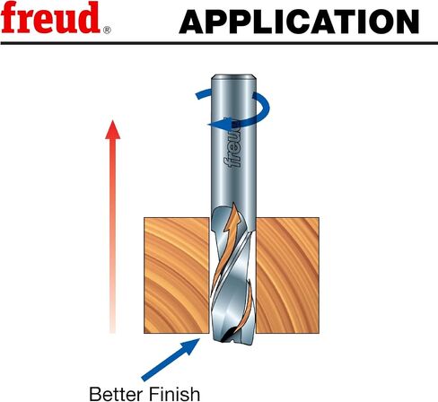 Freud 3/8" Up Spiral Router Bit with Tico Hi-Density Carbide for Maximum Performance - Ideal for Cutting Parts & Grooves, 3/8" Diameter, 1/2" Shank, 1-1/4" Carbide Height, 24,000 RPM - 75-106 in Saudi Arabia