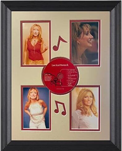 Athlon Sports CTBL-FJ31263 14 x 18 in. Lee Ann Womack Signed 1997 Self-Titled Album CD & Framed with 4 Photos in Saudi Arabia