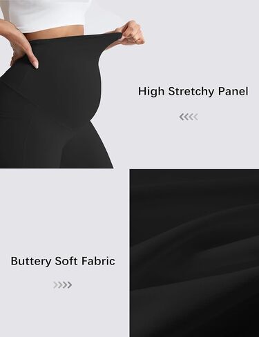 Mama Land Buttery Soft Maternity Flare Leggings Over The Belly 29"/32"/34" - Workout Yoga Pregnancy Pants with Pockets in Saudi Arabia