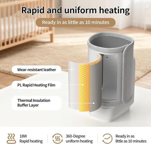 Portable Baby Bottle Warmer for Travel,Breastfeeding Essentials,Baby Bottle-Feeding Supplies Bottle Warmer On The Go,Breast Milk Warmer for Baby,Rechargeable 5000 mAh Battery,Digital Display in Saudi Arabia