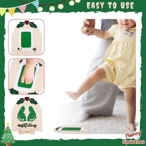 DIY عيد الميلاد البصمة الفن علامة 2025 الطفل أول عيد الميلاد معلم تذكار لطيف قليلا الهدال الخشبية علامة الحرفية لاستحمام الطفل الوليد إعلان التقاط الصور دعامة بصمة هدية in Saudi Arabia