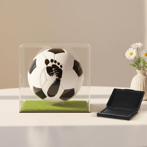Soulchen Baby Soccer Ball Hand and Footprints Kit with Ink Pad - Newborn Footprint Keepsake for Baby Shower Favors, New Dad Gifts, Rookie of The Year First Birthday Present in Saudi Arabia